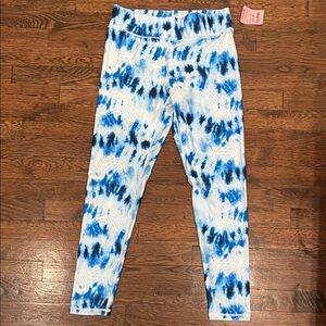 New with Tags Terez Blue and White Tie-Dye Leggings